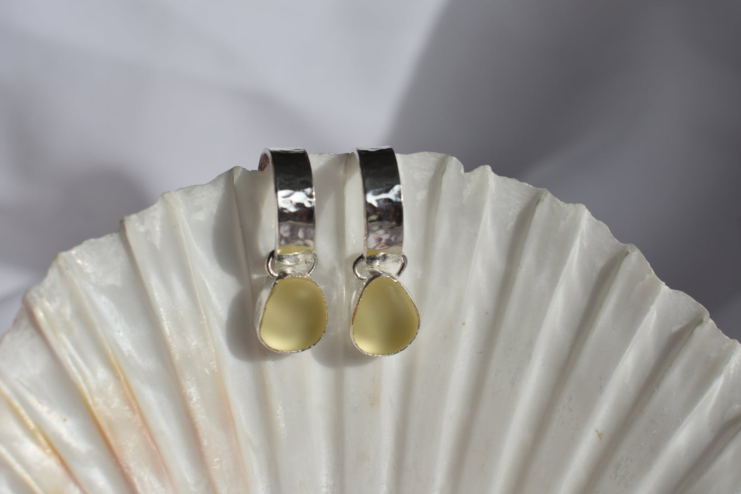Yellow Sea-glass Hoops