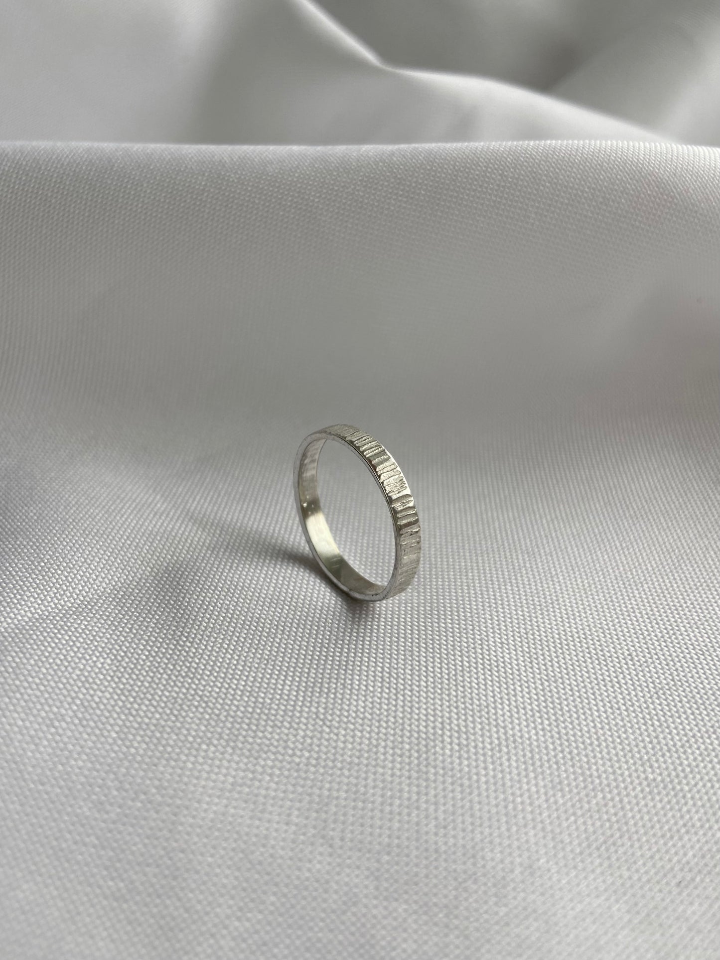 Thin Hammered Stripe Ring