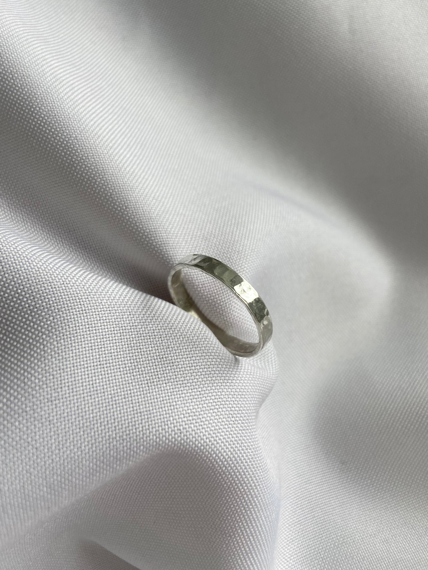 Thin Hammered Ripple Ring