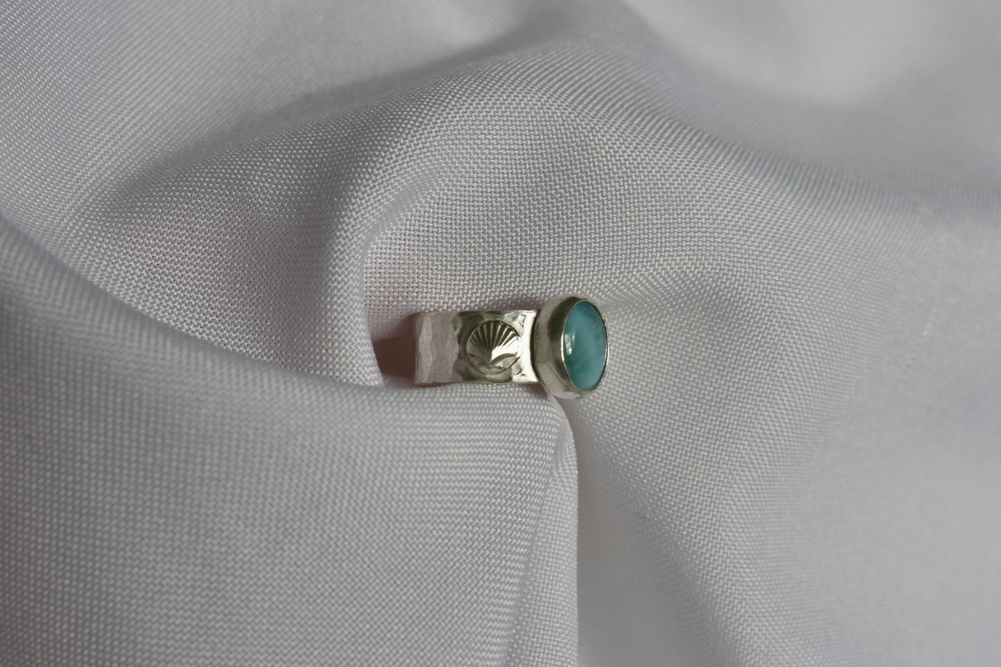 Seashell Larimar Ring