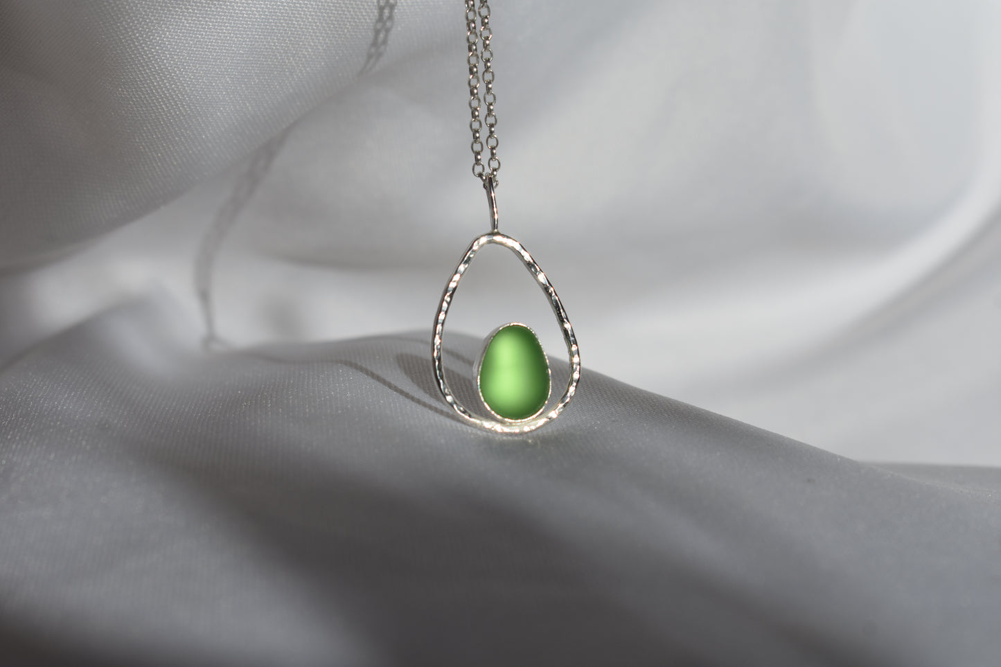 Green Sea-glass Teardrop Pendant