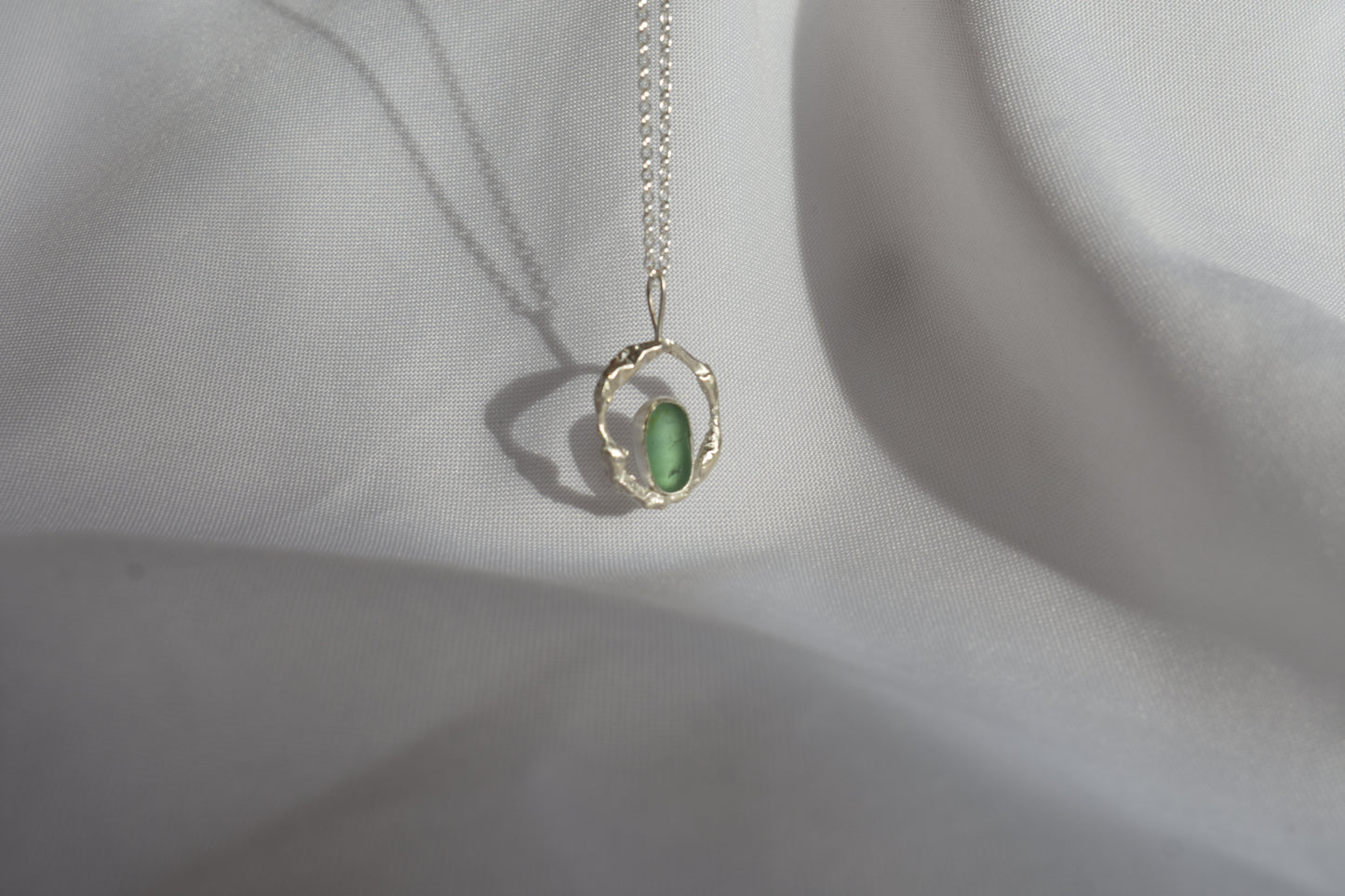 Molten Silver + Sea-glass Pendant