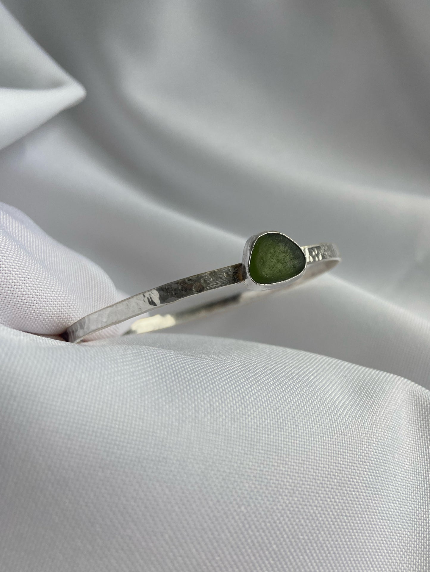 Hammered Sea-glass Bangle