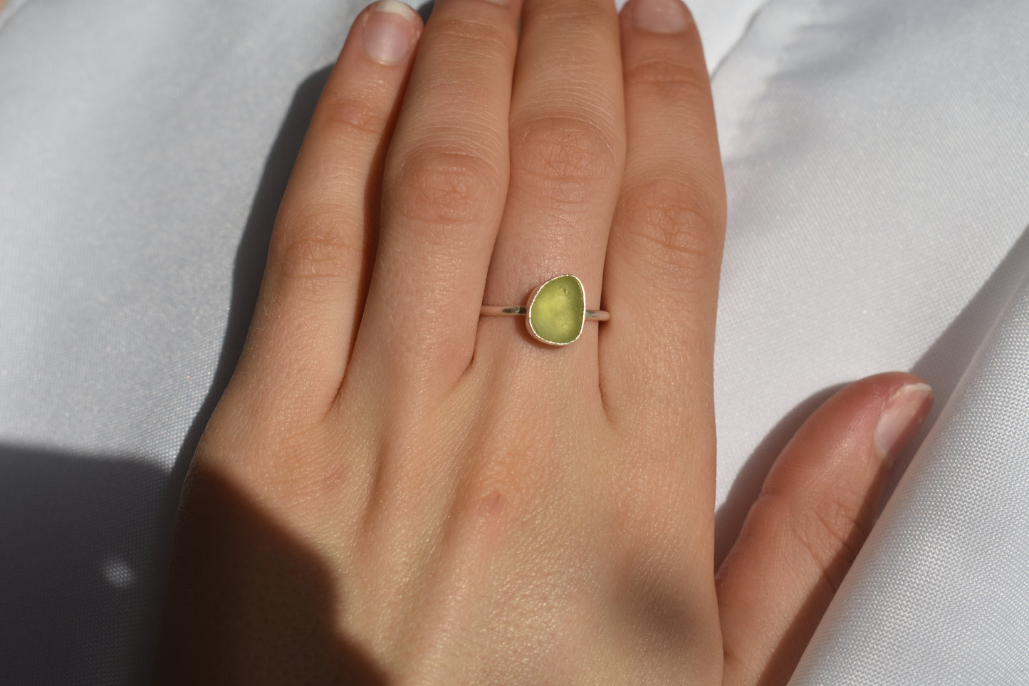 Lime Green Sea-glass Ring