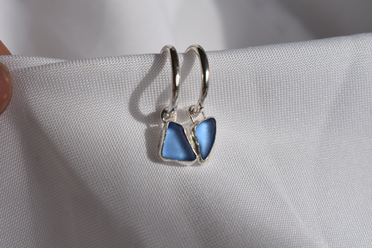 Blue Sea-glass Hoops