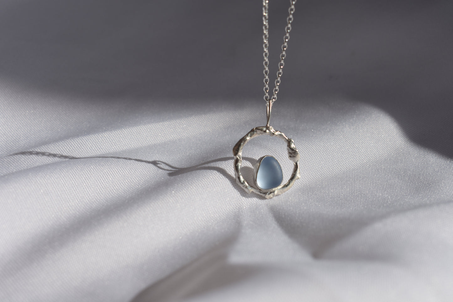 Molten Silver + Sea-glass Pendant