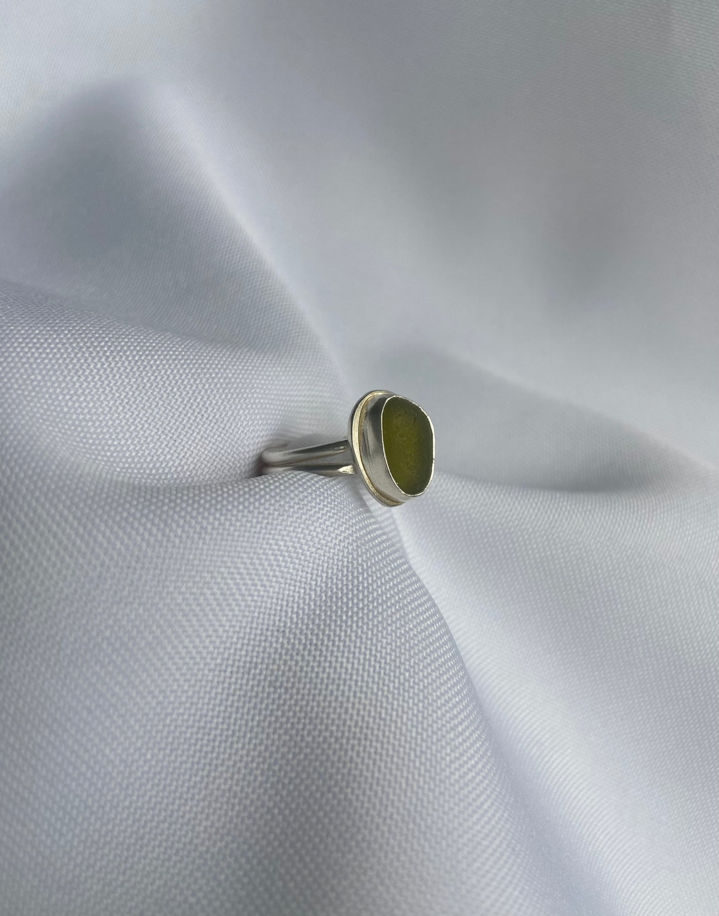 Olive Green Sea-glass Ring