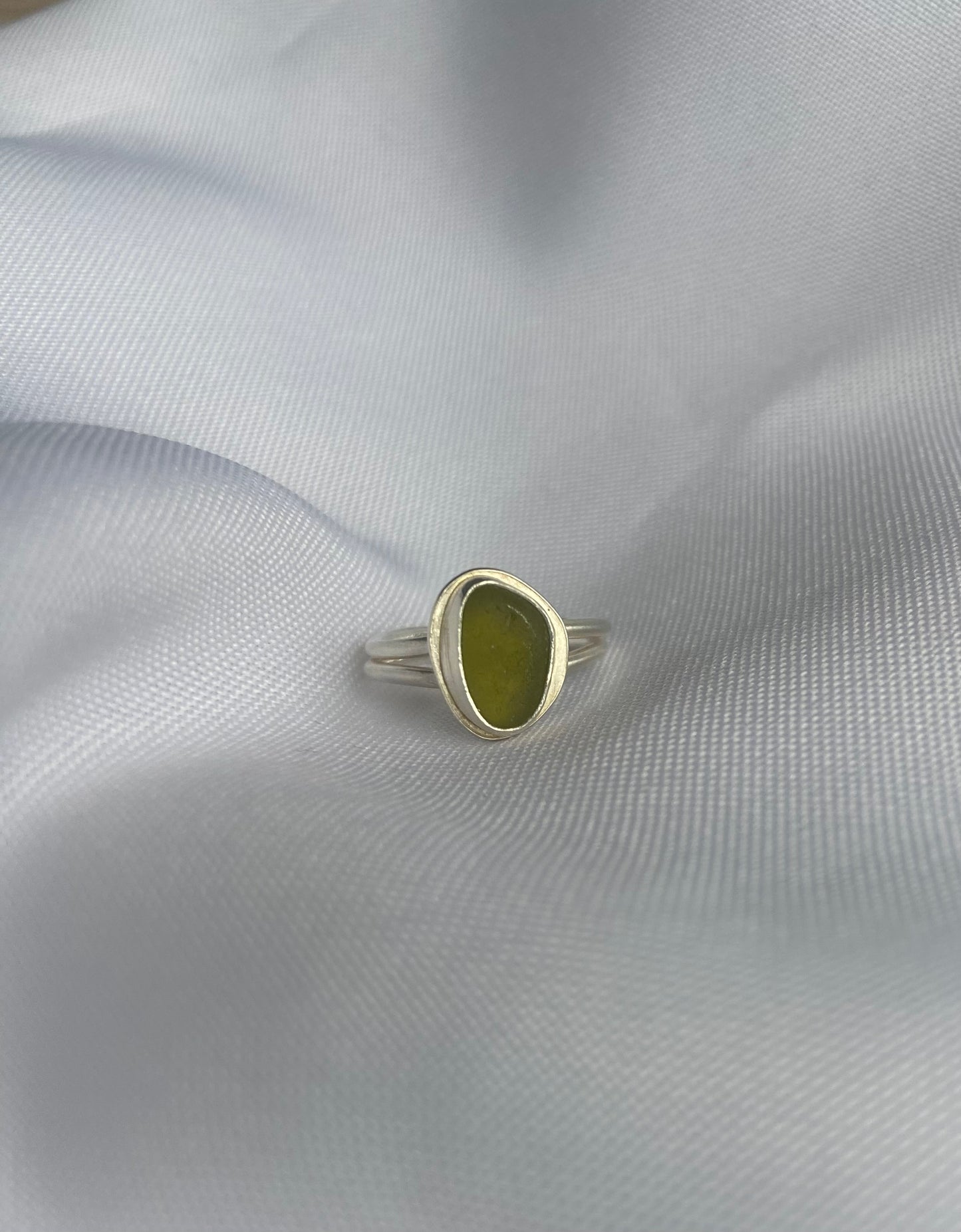 Olive Green Sea-glass Ring
