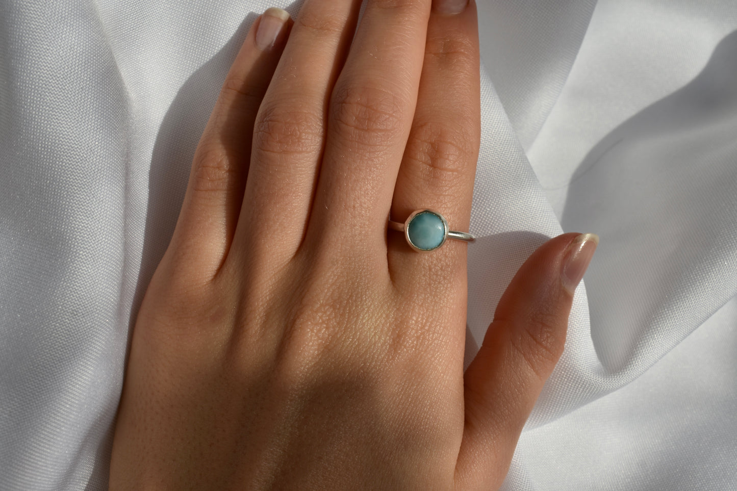 Round Larimar Ring