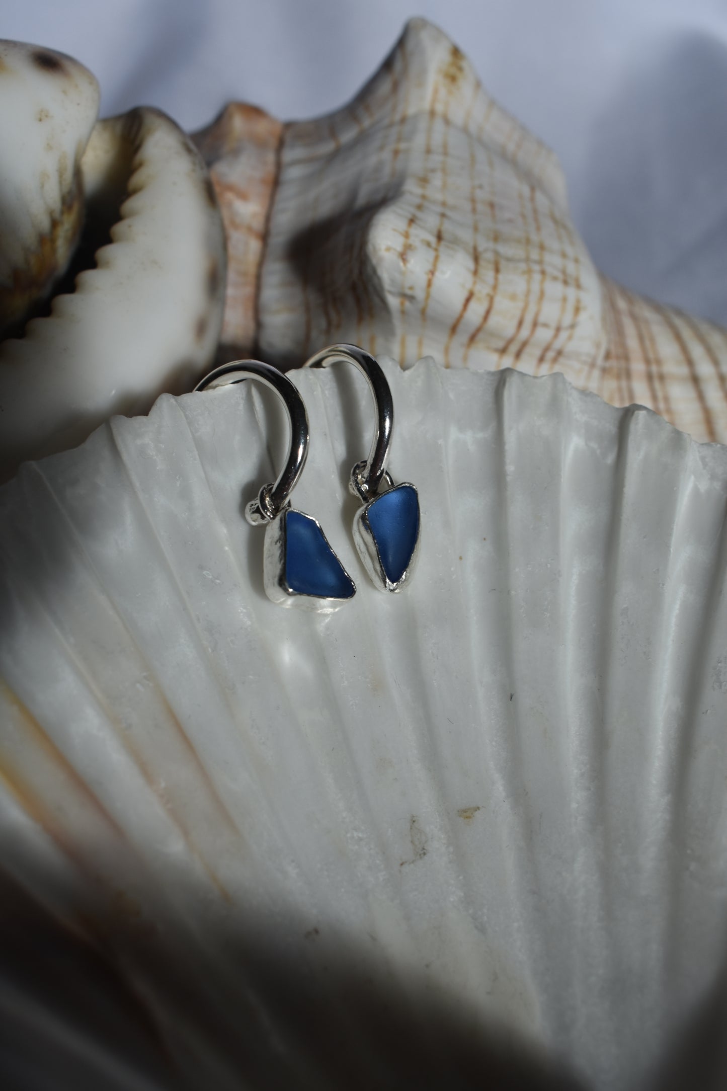 Blue Sea-glass Hoops