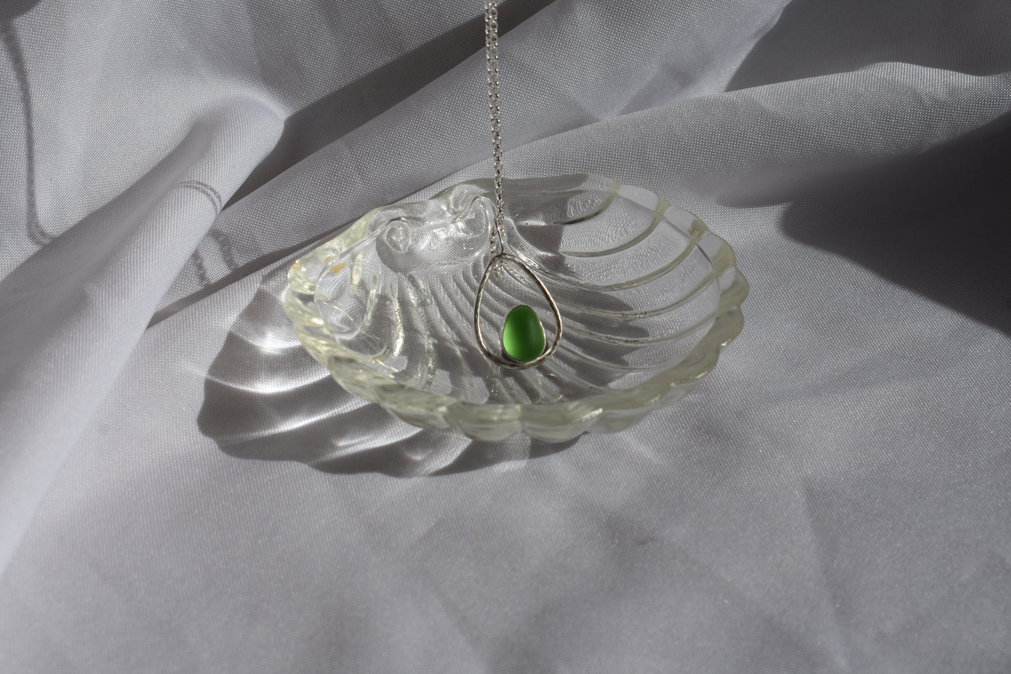 Green Sea-glass Teardrop Pendant
