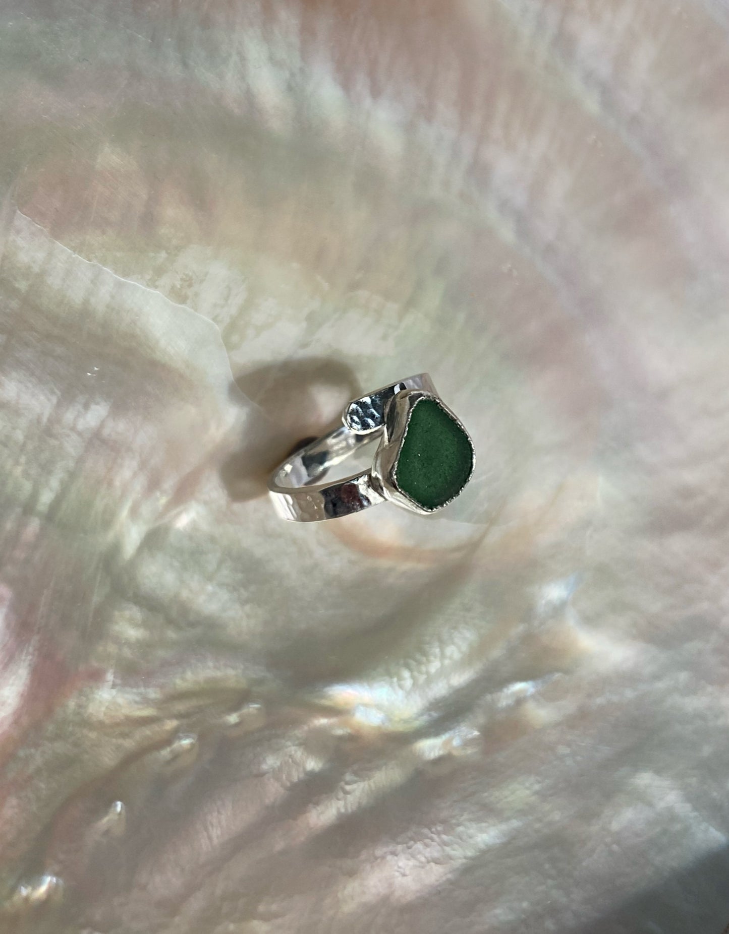 Dark Green Sea-glass Ring