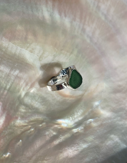 Dark Green Sea-glass Ring