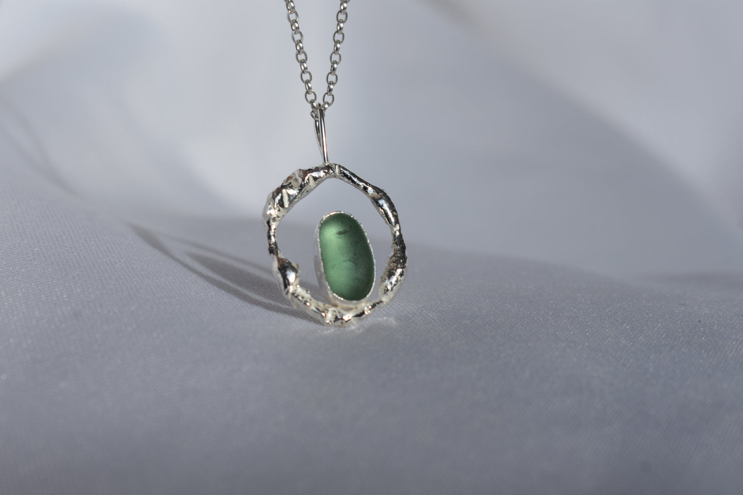 Molten Silver + Sea-glass Pendant