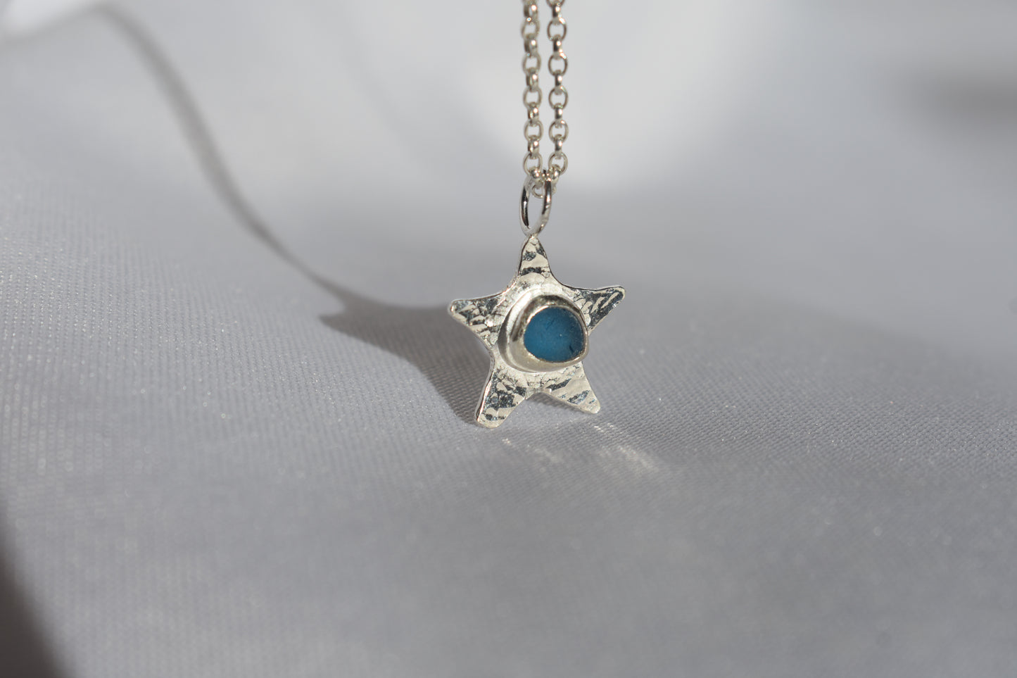 Blue Sea-glass Starfish Pendant