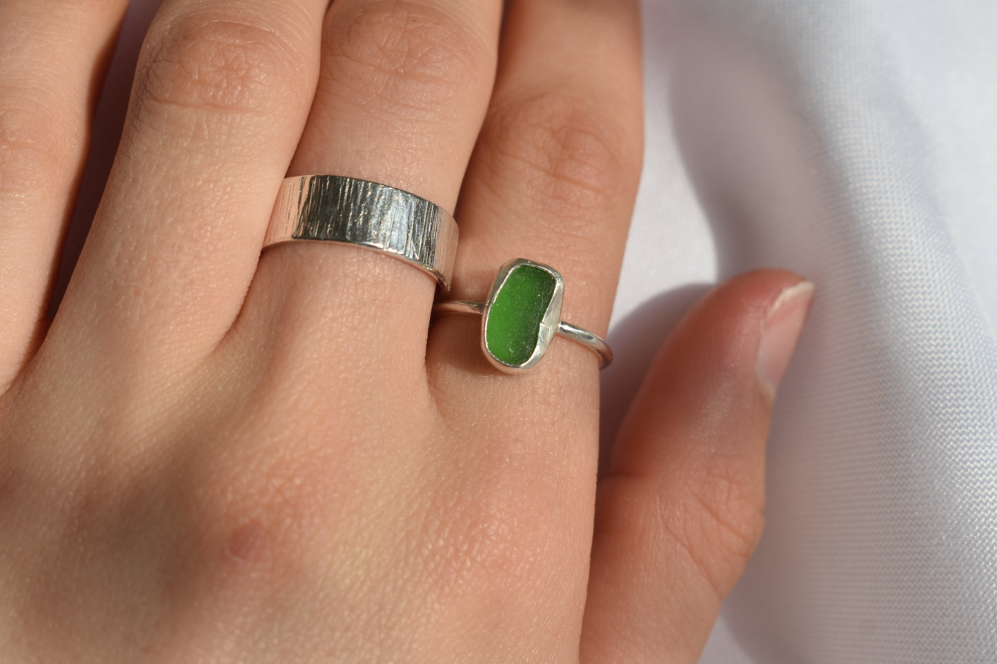 Bottle Green Sea-glass Ring