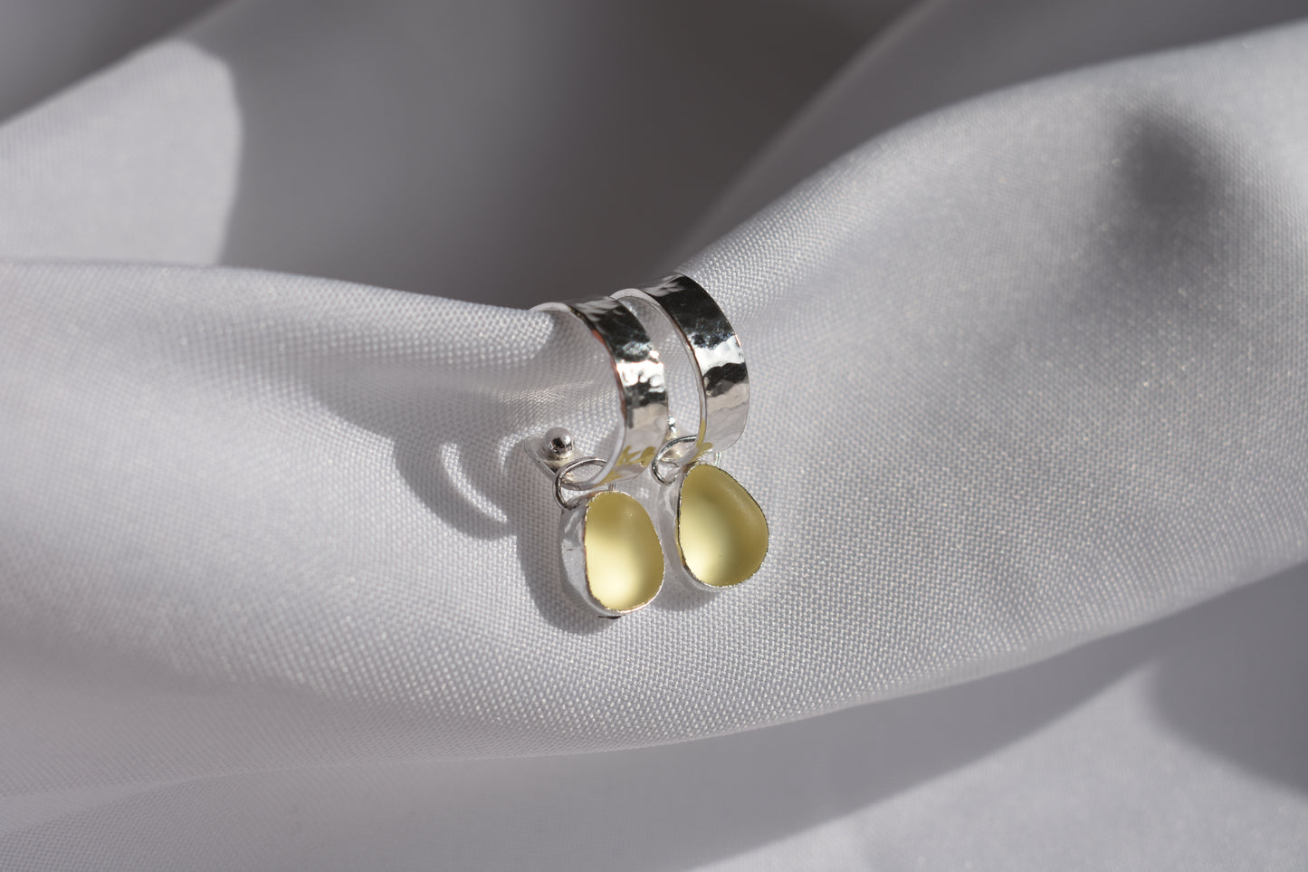 Yellow Sea-glass Hoops