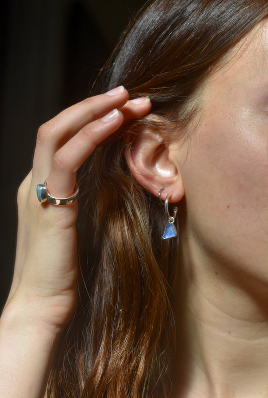 Blue Sea-glass Hoops