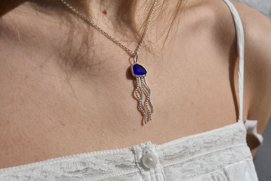 Cobalt Jellyfish Pendant
