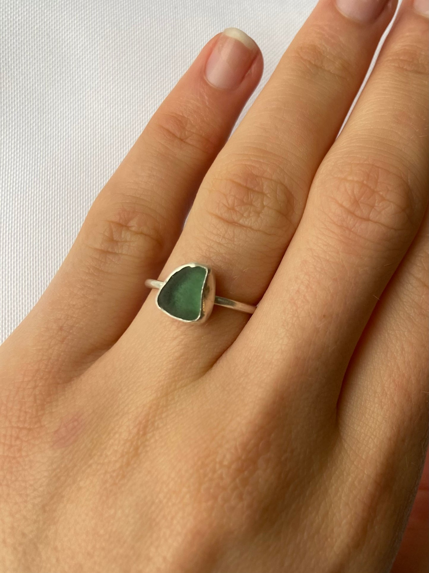 Dark Turquoise Sea-glass Ring