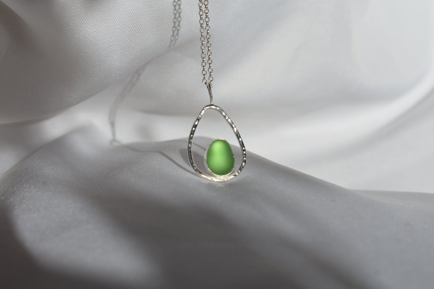 Green Sea-glass Teardrop Pendant