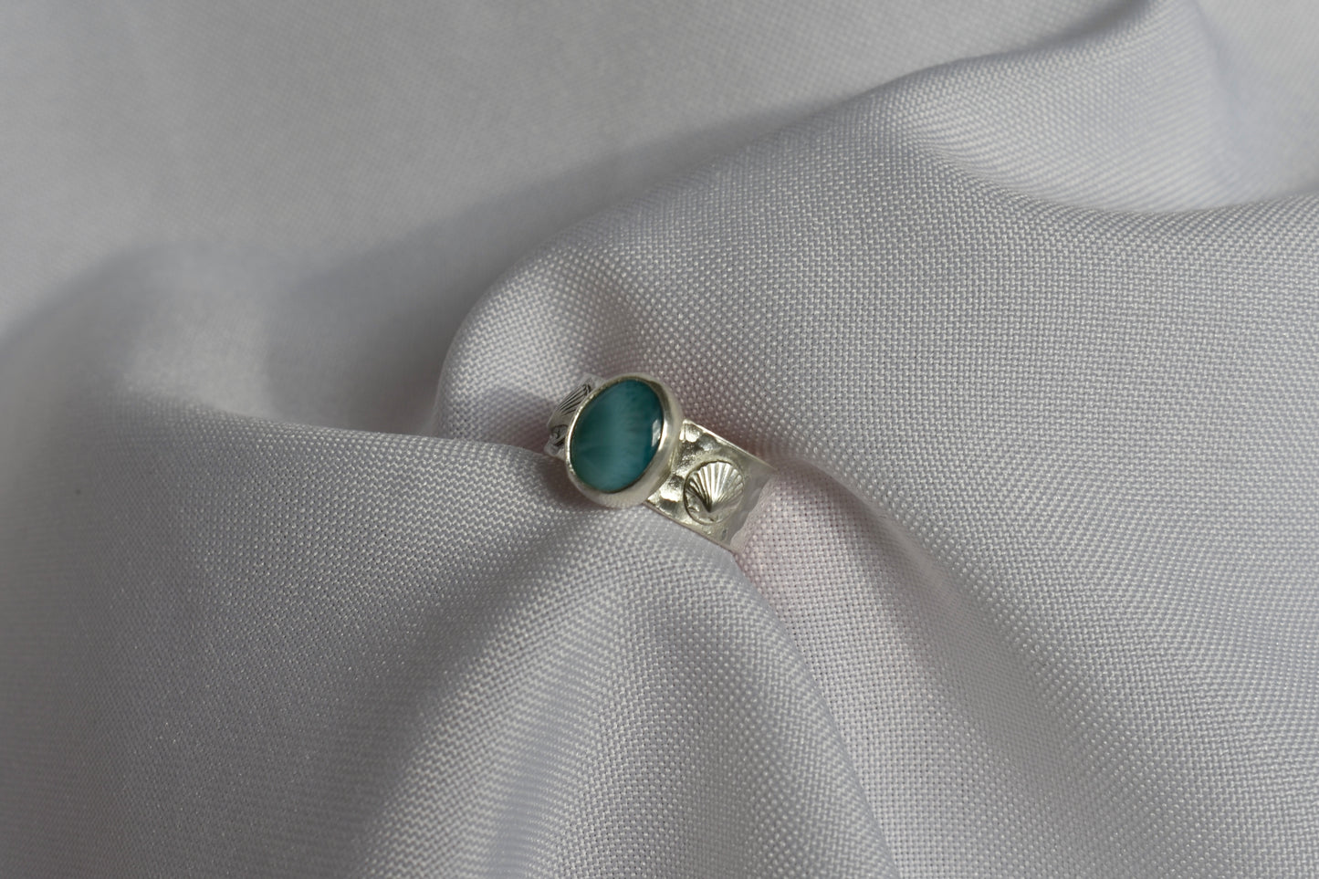 Seashell Larimar Ring