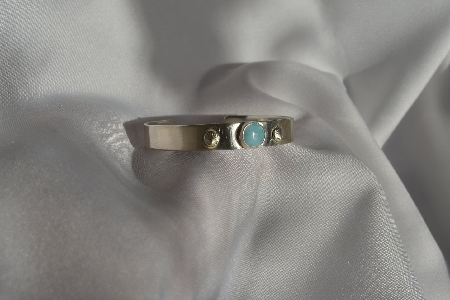 Chunky Larimar & Seashell Cuff