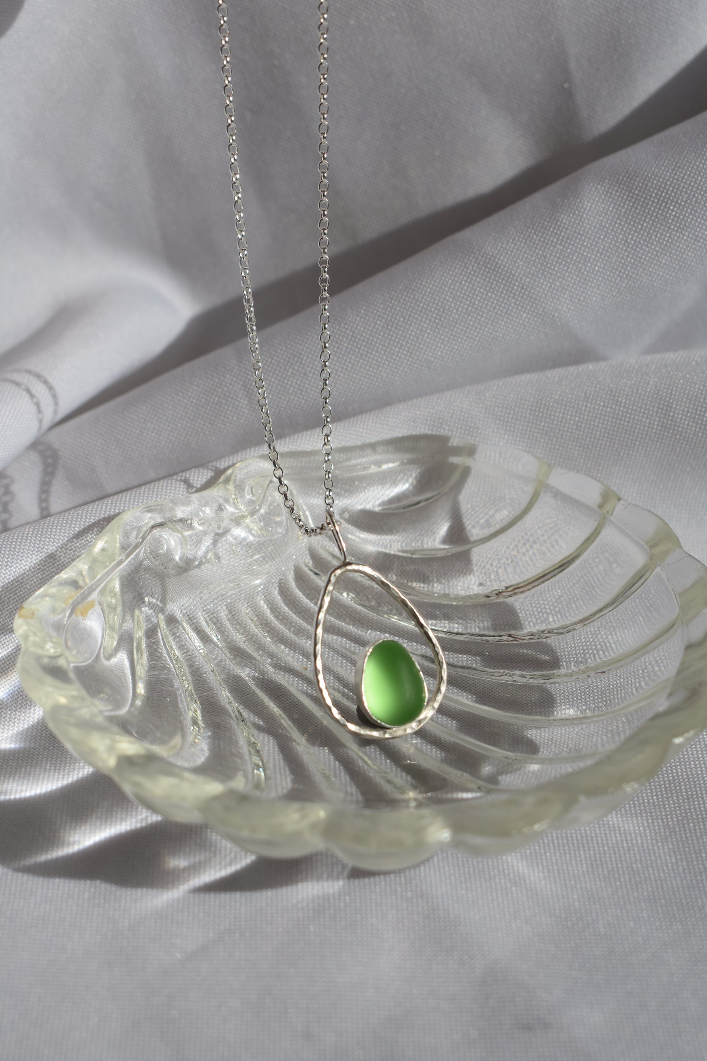Green Sea-glass Teardrop Pendant
