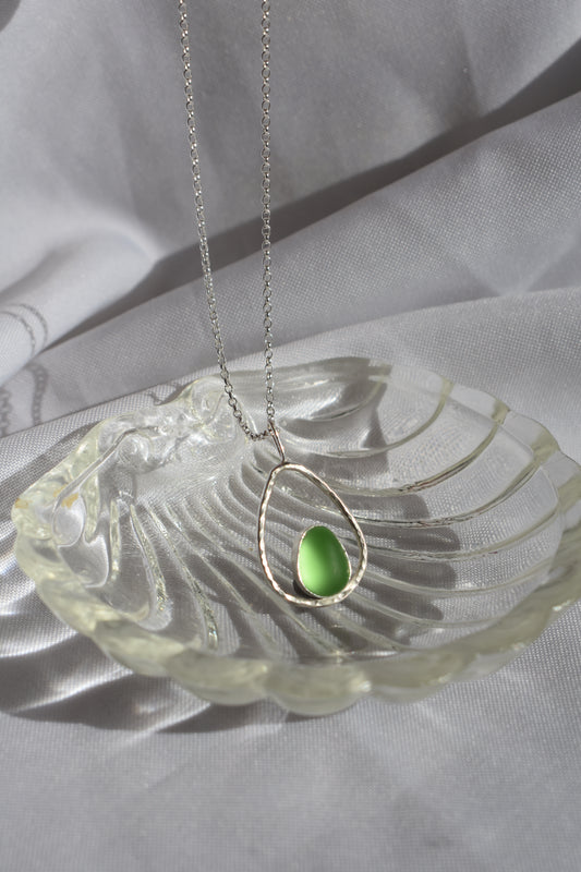 Green Sea-glass Teardrop Pendant