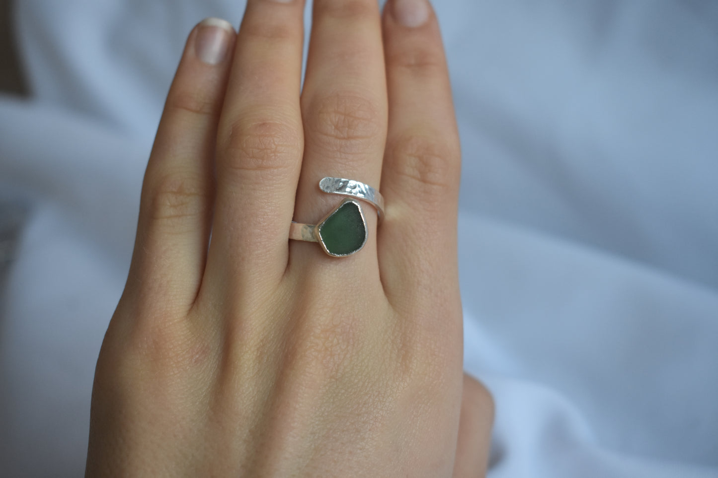 Dark Green Sea-glass Ring