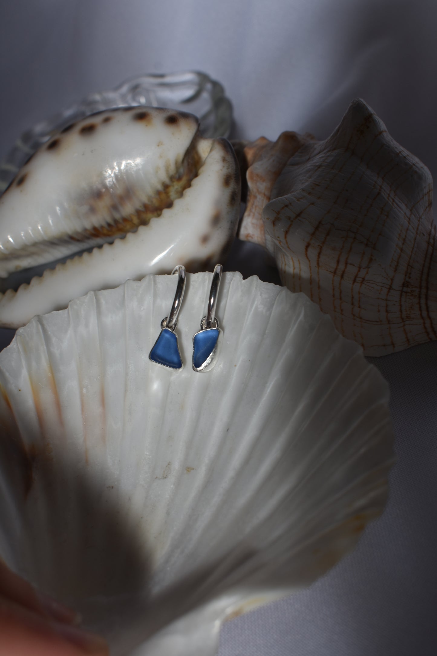 Blue Sea-glass Hoops