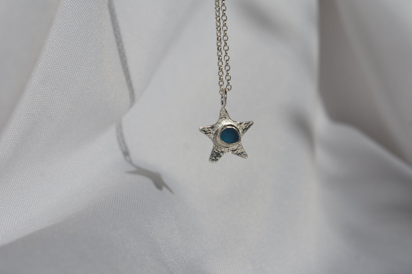 Blue Sea-glass Starfish Pendant