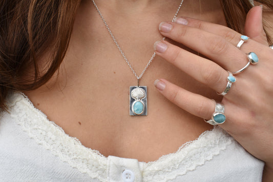 Seashell & Larimar Necklace