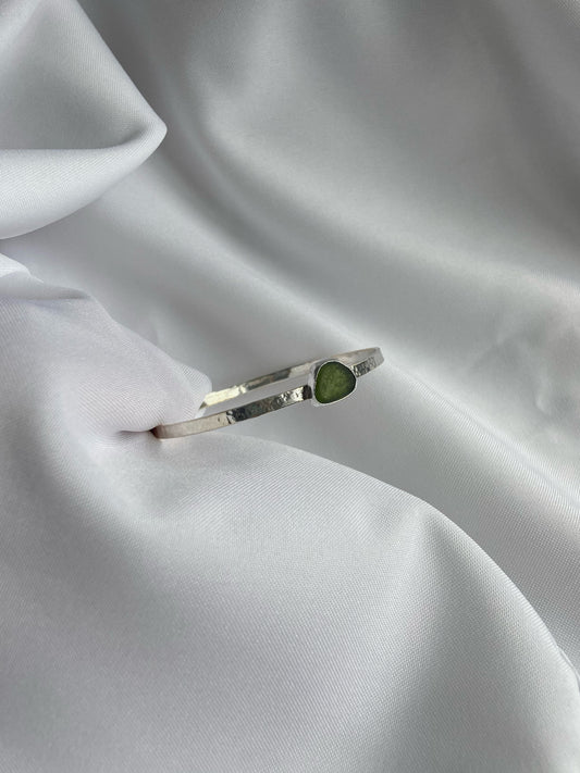 Hammered Sea-glass Bangle