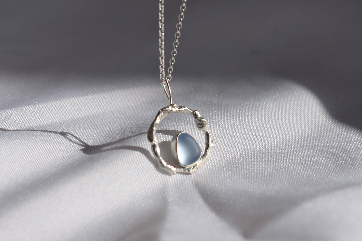 Molten Silver + Sea-glass Pendant