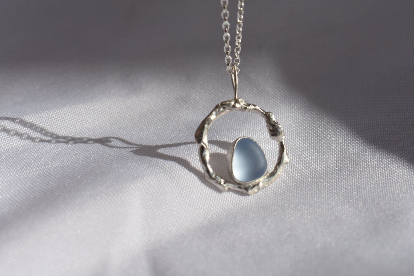 Molten Silver + Sea-glass Pendant