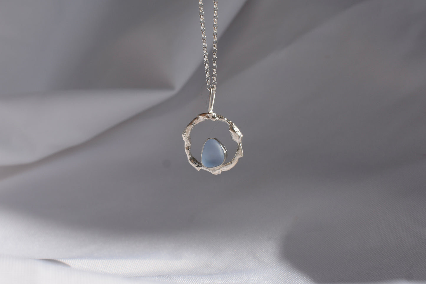 Molten Silver + Sea-glass Pendant