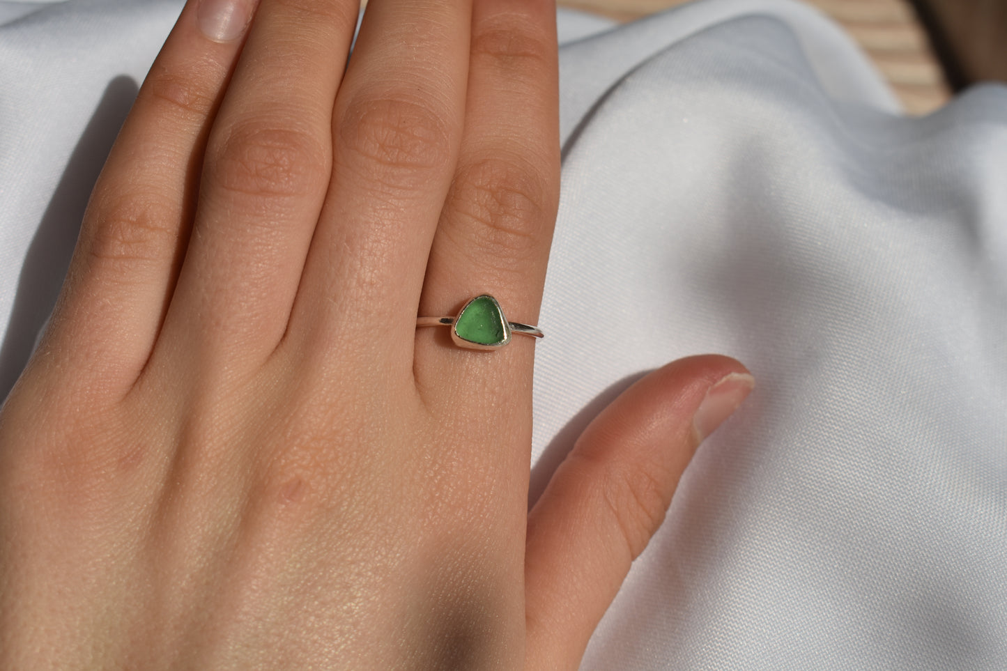 Bottle Green Sea-glass Ring
