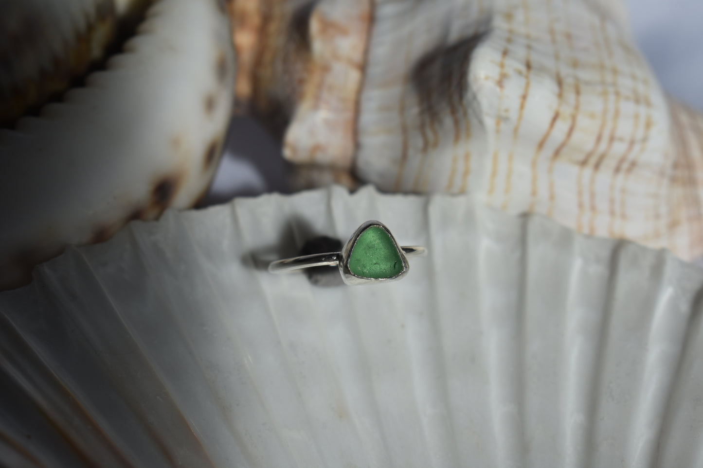Bottle Green Sea-glass Ring