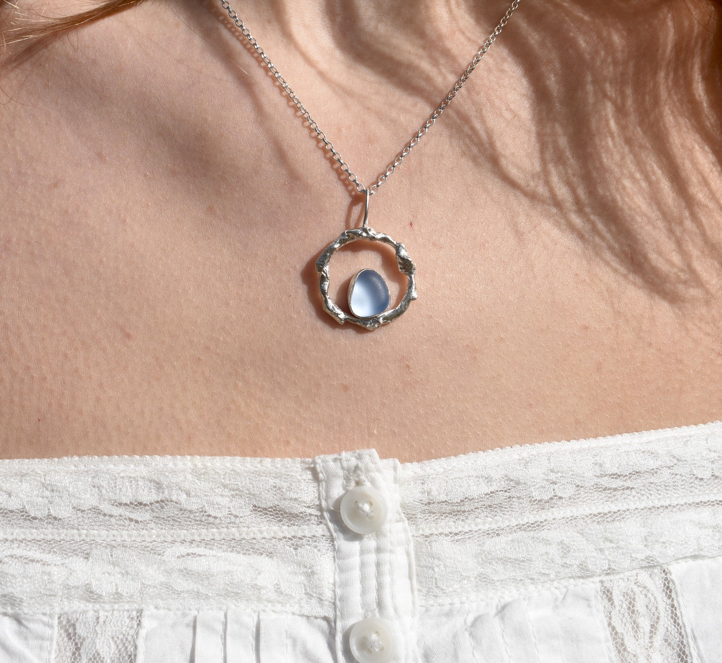 Molten Silver + Sea-glass Pendant