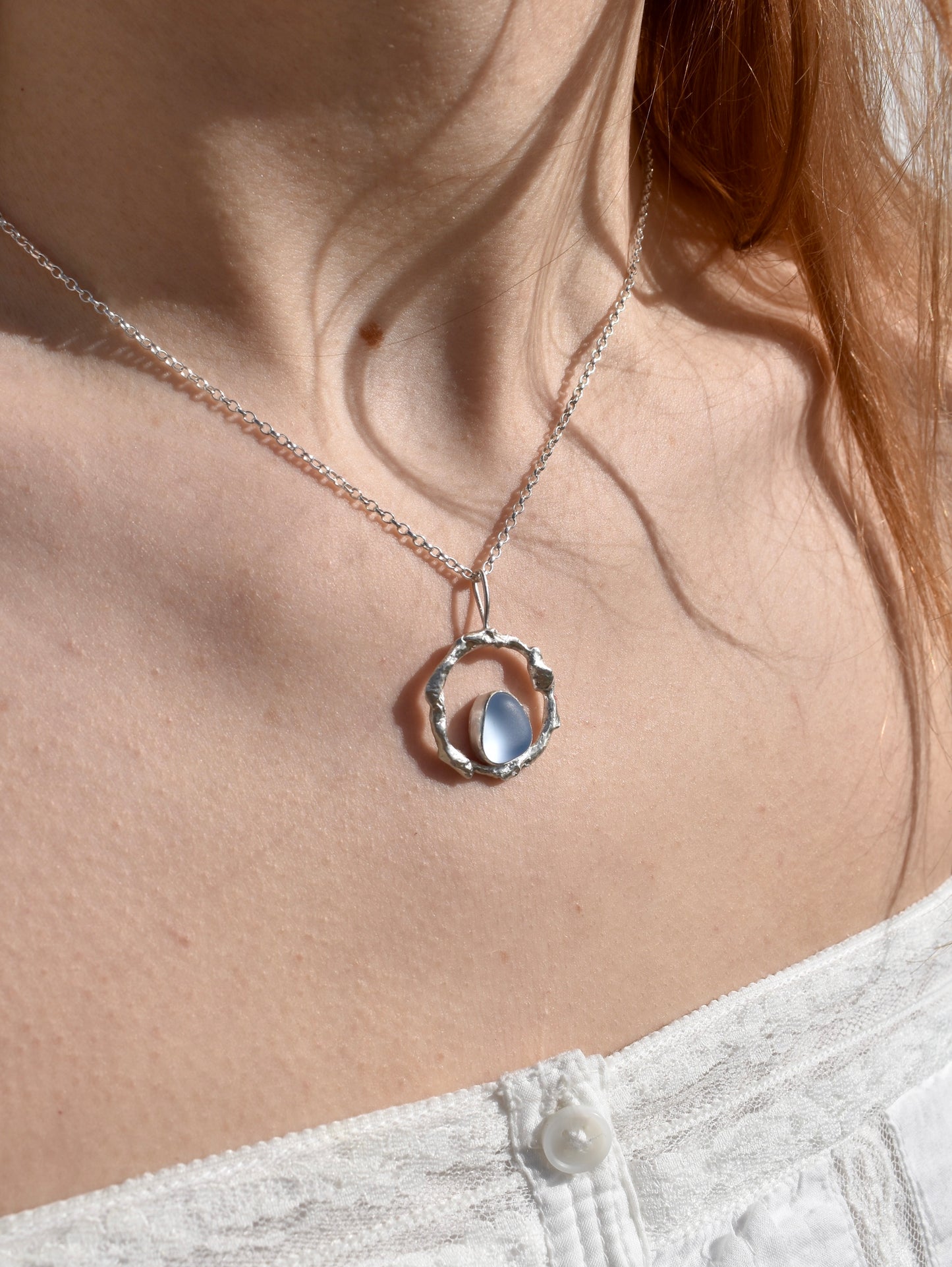 Molten Silver + Sea-glass Pendant