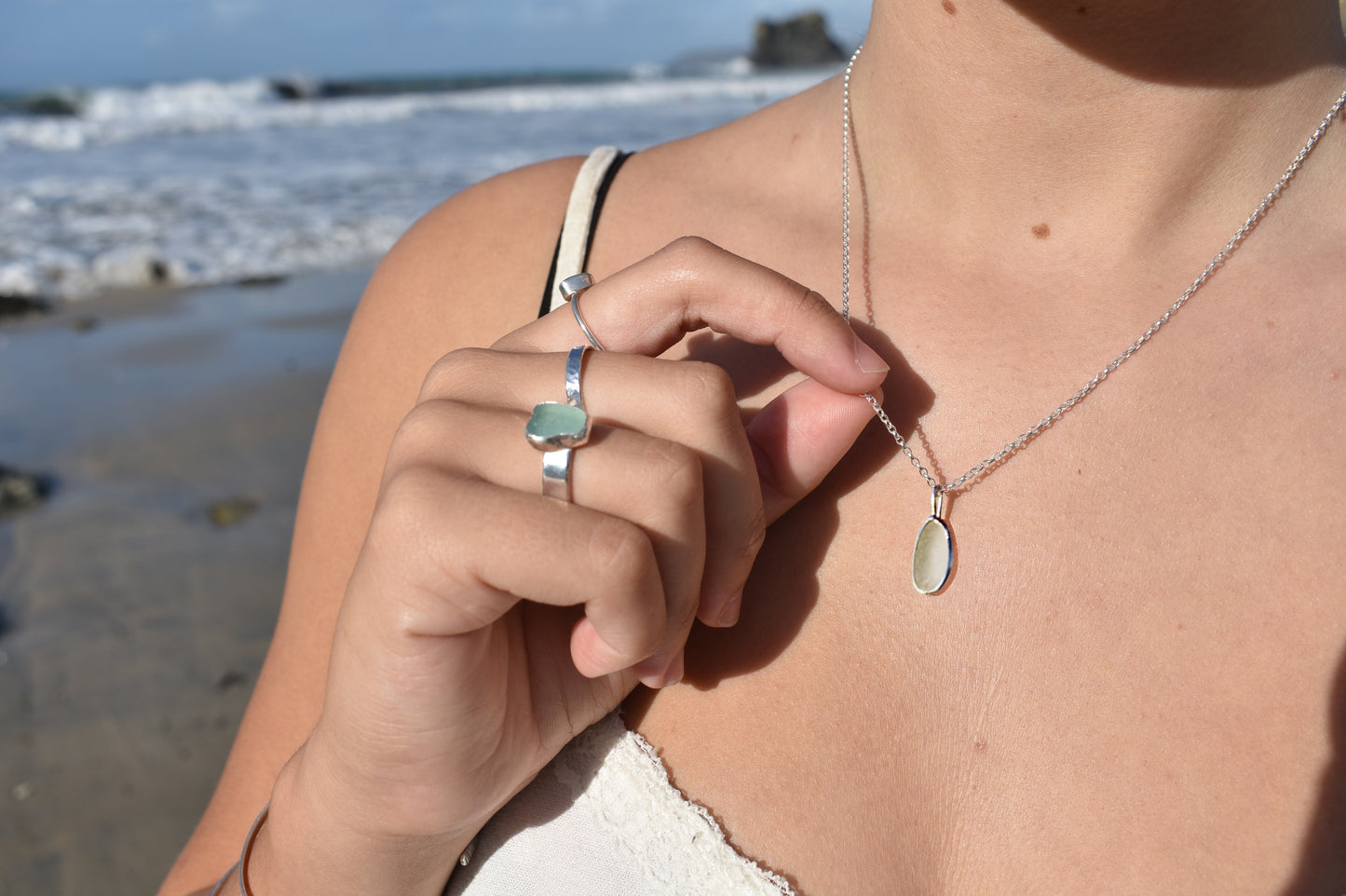 Seafoam White Sea-glass Necklace